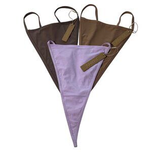 SKIMS Fits Everybody T-String Thongs Lot of 3 Sugar Plum Sienna Umber 2X
